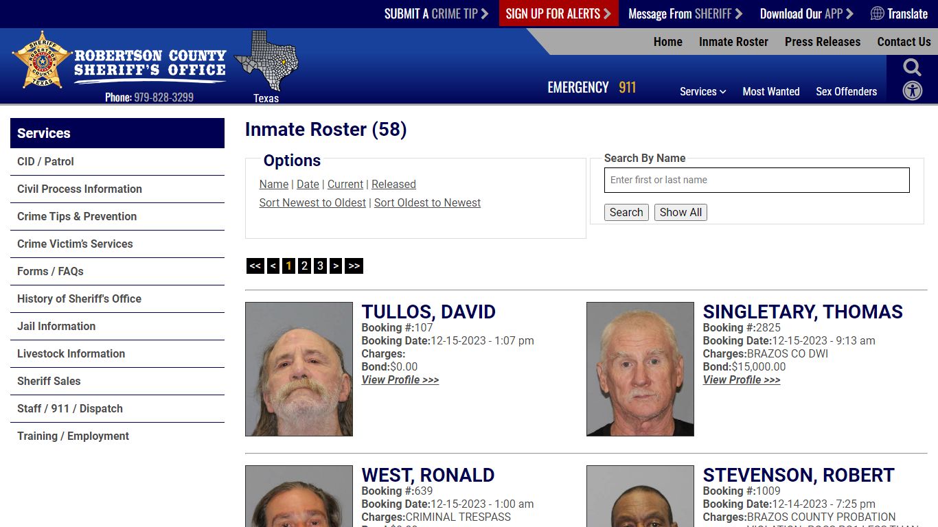 Inmate Roster (55) - Robertson County TX Sheriff