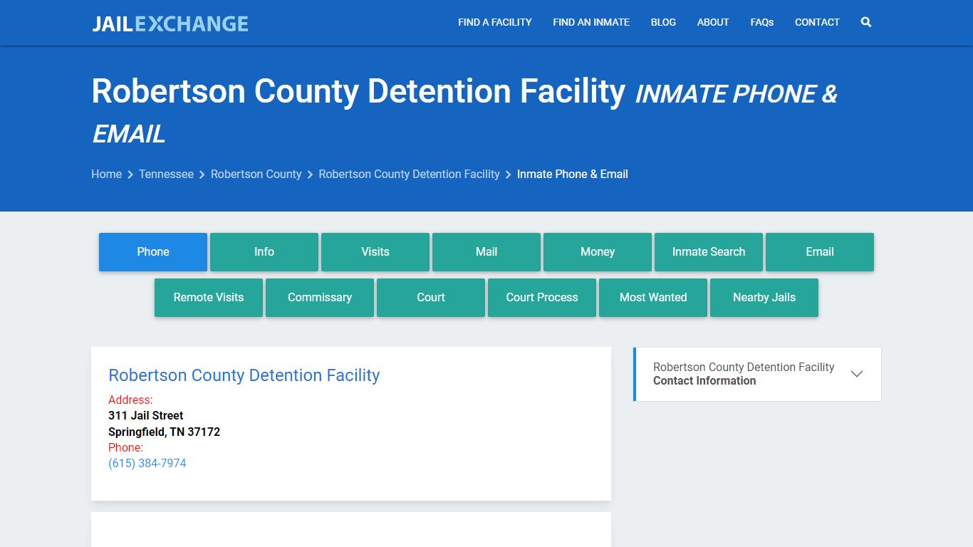 Inmate Phone - Robertson County Detention Facility, TN - Jail Exchange